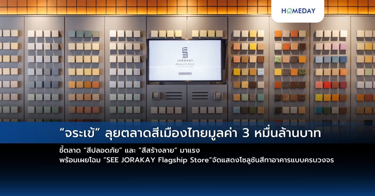 “จระเข้” ลุยตลาดสีเมืองไทยมูลค่า 3 หมื่นล้านบาท ชี้ตลาด “สีปลอดภัย” และ  “สีสร้างลาย” มาแรง พร้อมเผยโฉม “SEE JORAKAY Flagship Store”  จัดแสดงโซลูชันสีทาอาคารแบบครบวงจร เปิดโซนพิเศษที่ชวนคนรักบ้าน มาออกแบบพื้นที่ในสไตล์ของตนเองด้วยสีสัน