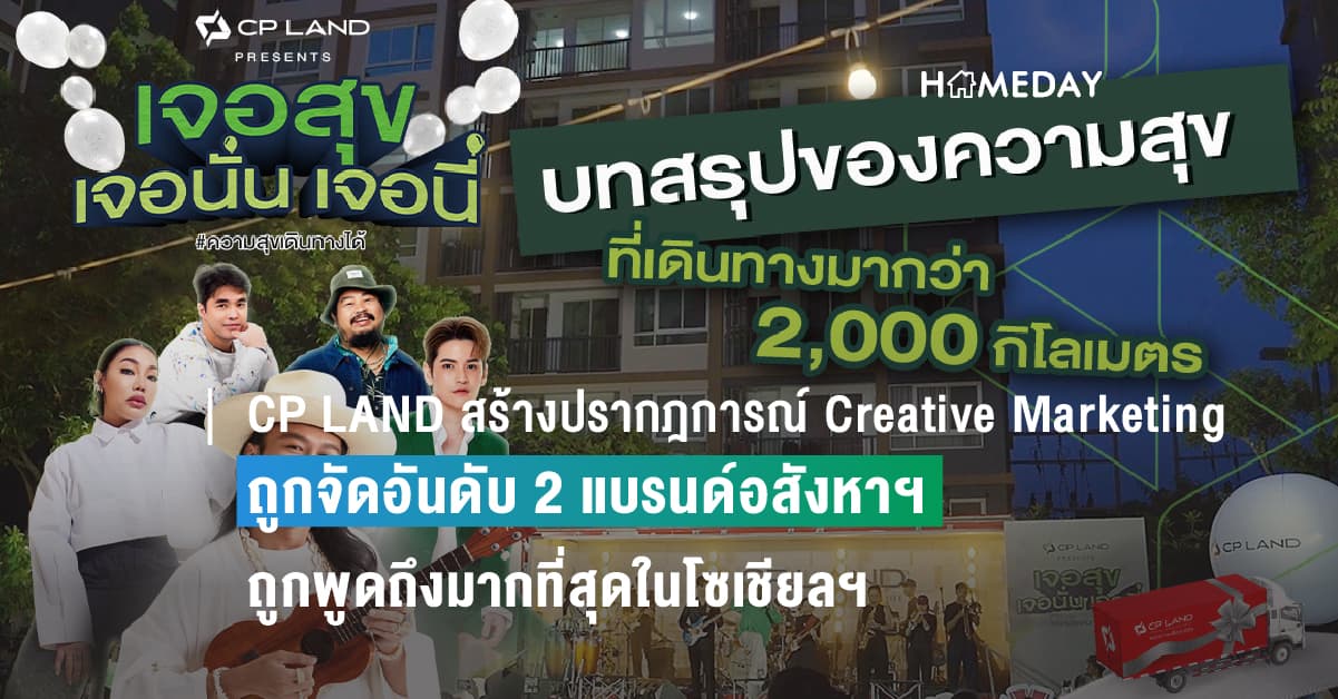 CP LAND สร้างปรากฎการณ์ Creative Marketing ถูกจัดอันดับ 2 แบรนด์อสังหาฯ ที่ถูกพูดถึงมากที่สุดในโซเชียลฯ ตลอดสามไตรมาส จากผลสำรวจ Zanroo
