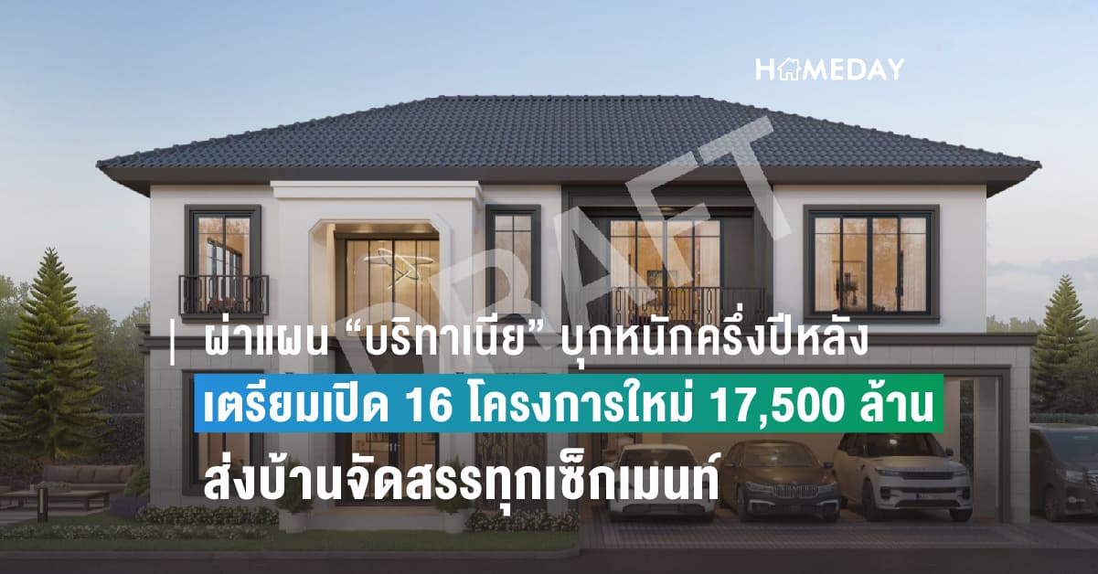 ผ่าแผน “บริทาเนีย” บุกหนักครึ่งปีหลัง เตรียมเปิด 16 โครงการใหม่ 17,500 ล้าน  ส่งบ้านจัดสรรทุกเซ็กเมนท์ รุกกรุงเทพฯตะวันตก หลังตุนพรีเซลครึ่งปีกว่า 5,385 ล้าน