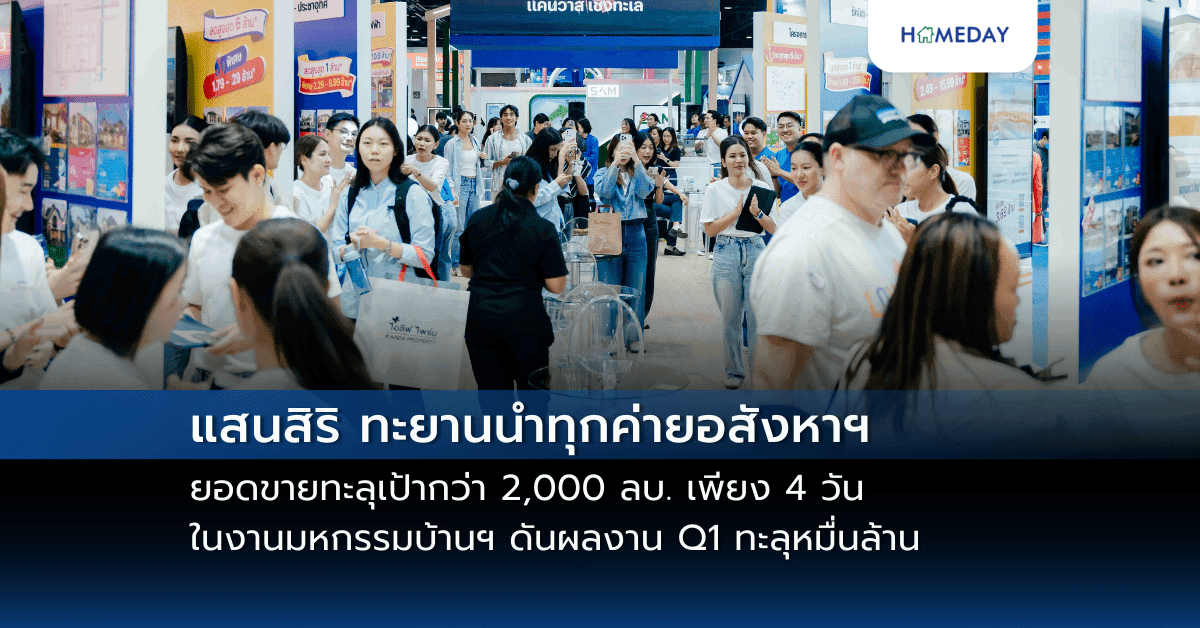 แสนสิริ ทะยานนำทุกค่ายอสังหาฯ ยอดขายทะลุเป้ากว่า 2,000 ลบ.  เพียง 4 วัน ในงานมหกรรมบ้านฯ ดันผลงาน Q1 ทะลุหมื่นล้าน