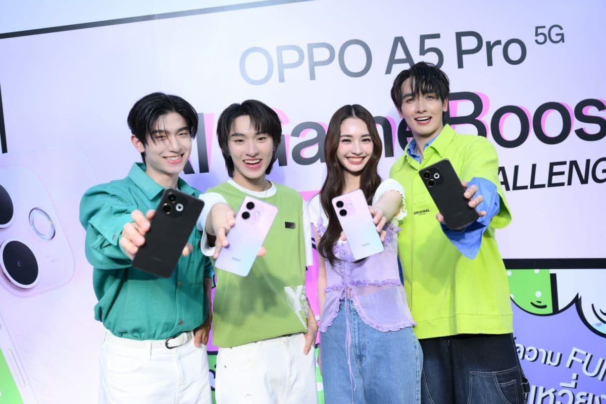 ‘กองทัพ พีค – มิ้นท์ รัญชน์รวี’ และ ‘โทมัส ธีร์ทัศน์ – ก้อง ก้องภพ’ ตอกย้ำความแรง ร่วมท้าดวลประสบการณ์สุดสนุกในงาน OPPO A5 Pro 5G AI GameBoost Challenge