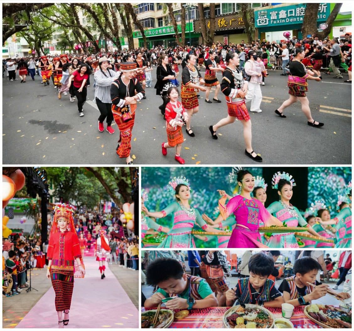 เมืองอู่จื่อซาน ในมณฑลไห่หนานของจีน เฉลิมฉลอง “เทศกาลสามเดือนสาม” สืบสานวัฒนธรรมกลุ่มชาติพันธุ์