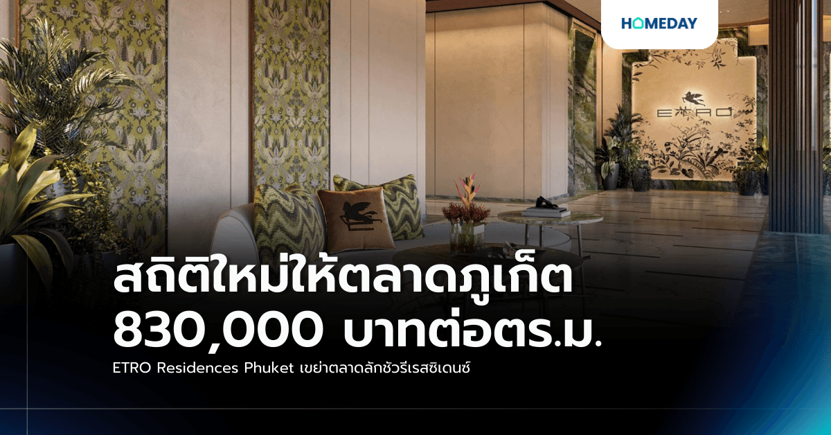 สถิติใหม่ให้ตลาดภูเก็ต 830,000 บาทต่อตร.ม.  ETRO Residences Phuket เขย่าตลาดลักชัวรีเรสซิเดนซ์