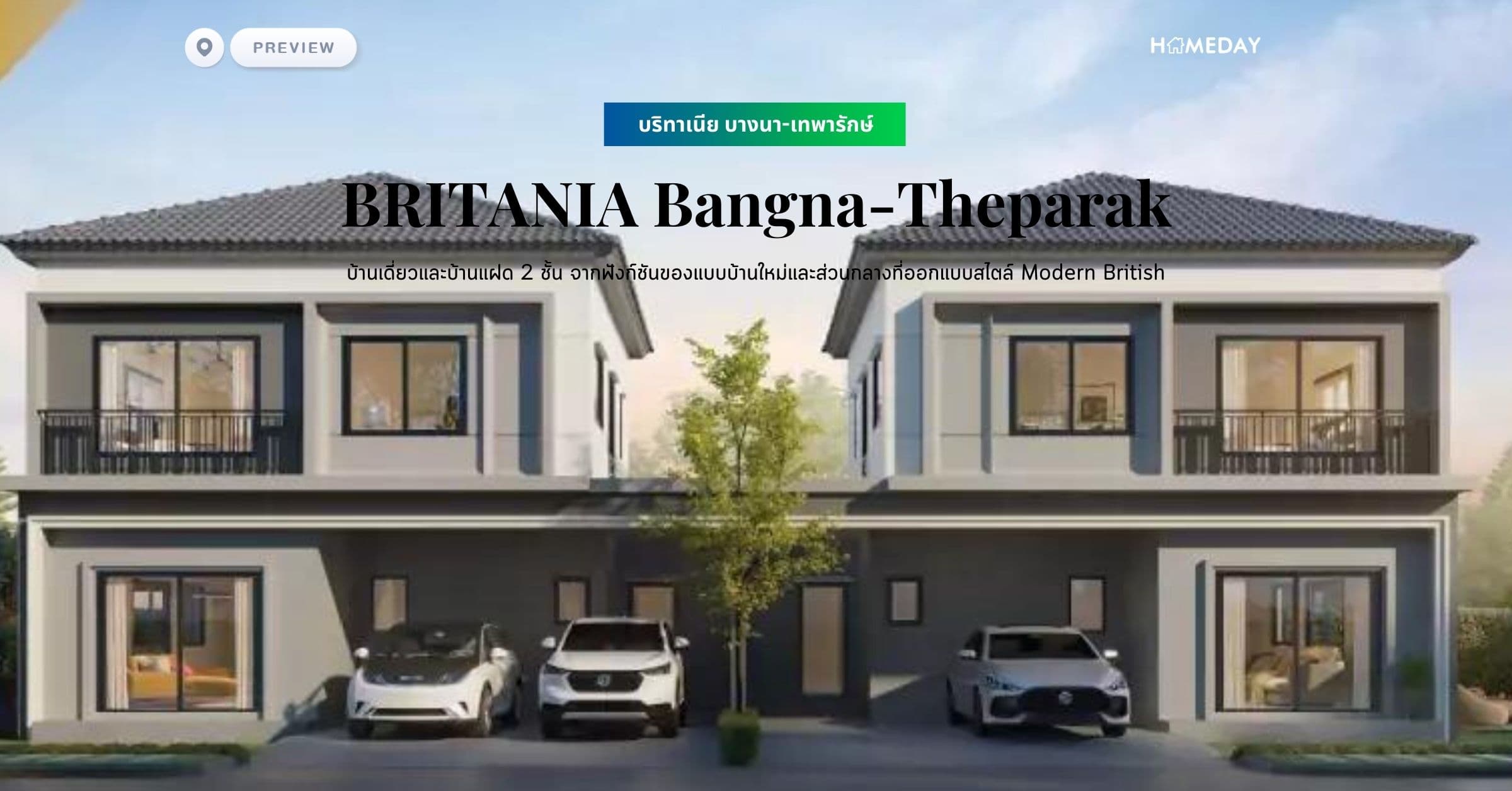 พรีวิว บริทาเนีย บางนา-เทพารักษ์ (BRITANIA Bangna-Theparak) บ้านเดี่ยวและบ้านแฝด 2 ชั้น จากฟังก์ชันของแบบบ้านใหม่และส่วนกลางที่ออกแบบสไตล์ Modern British
