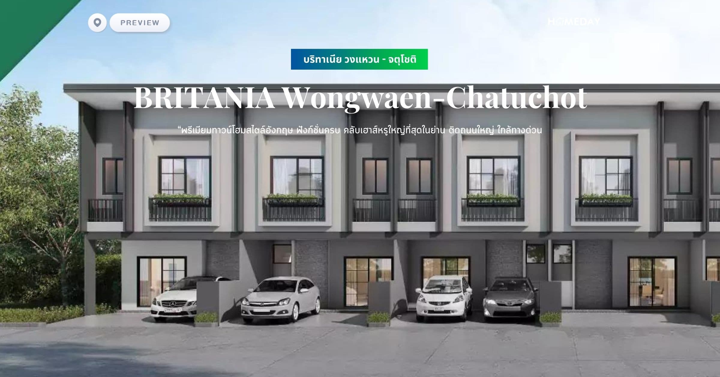 พรีวิว บริทาเนีย วงแหวน – จตุโชติ (BRITANIA Wongwaen-Chatuchot) “พรีเมียมทาวน์โฮมสไตล์อังกฤษ ฟังก์ชั่นครบ คลับเฮาส์หรูใหญ่ที่สุดในย่าน ติดถนนใหญ่ ใกล้ทางด่วน