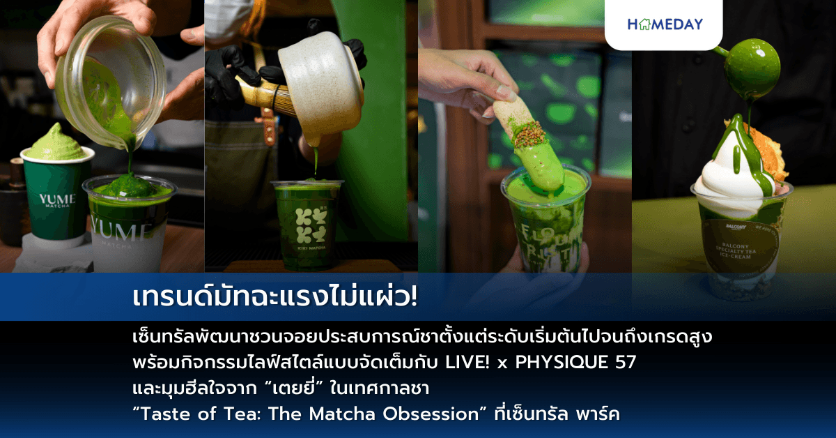 เทรนด์มัทฉะแรงไม่แผ่ว! เซ็นทรัลพัฒนาชวนจอยประสบการณ์ชาตั้งแต่ระดับเริ่มต้นไปจนถึงเกรดสูง พร้อมกิจกรรมไลฟ์สไตล์แบบจัดเต็มกับ LIVE! x PHYSIQUE 57 และมุมฮีลใจจาก “เตยยี่” ในเทศกาลชา “Taste of Tea: The Matcha Obsession” ที่เซ็นทรัล พาร์ค