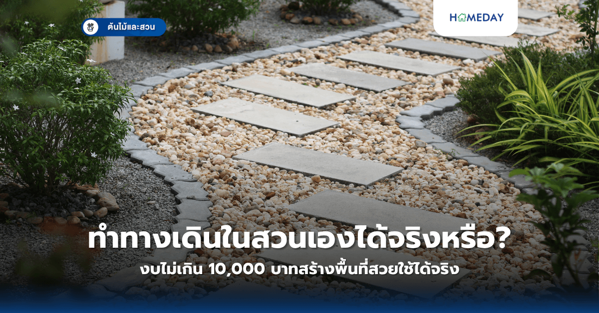 ทำทางเดินในสวนเองได้จริงหรือ? งบไม่เกิน 10,000 บาทสร้างพื้นที่สวยใช้ได้จริง
