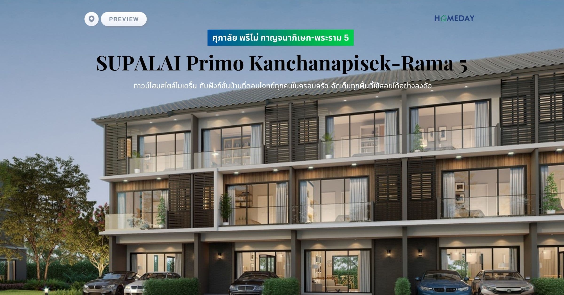 พรีวิว ศุภาลัย พรีโม่ กาญจนาภิเษก-พระราม 5 (SUPALAI Primo Kanchanapisek-Rama 5) ทาวน์โฮมสไตล์โมเดริ์น กับฟังก์ชั่นบ้านที่ตอบโจทย์ทุกคนในครอบครัว จัดเต็มทุกพื้นที่ใช้สอยได้อย่างลงตัว