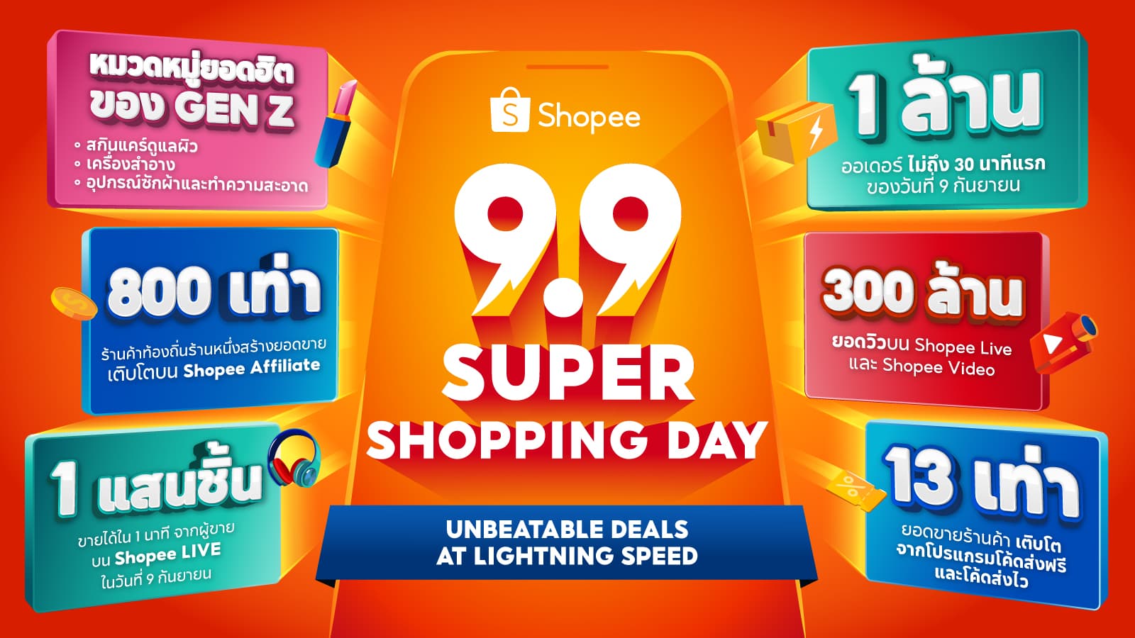 Shopee 9.9 มอบส่วนลดสูงถึง 2 พันล้านบาท กระตุ้นยอดขายท้องถิ่นโต 9 เท่า พร้อมทำสถิติส่งไว 25 นาที